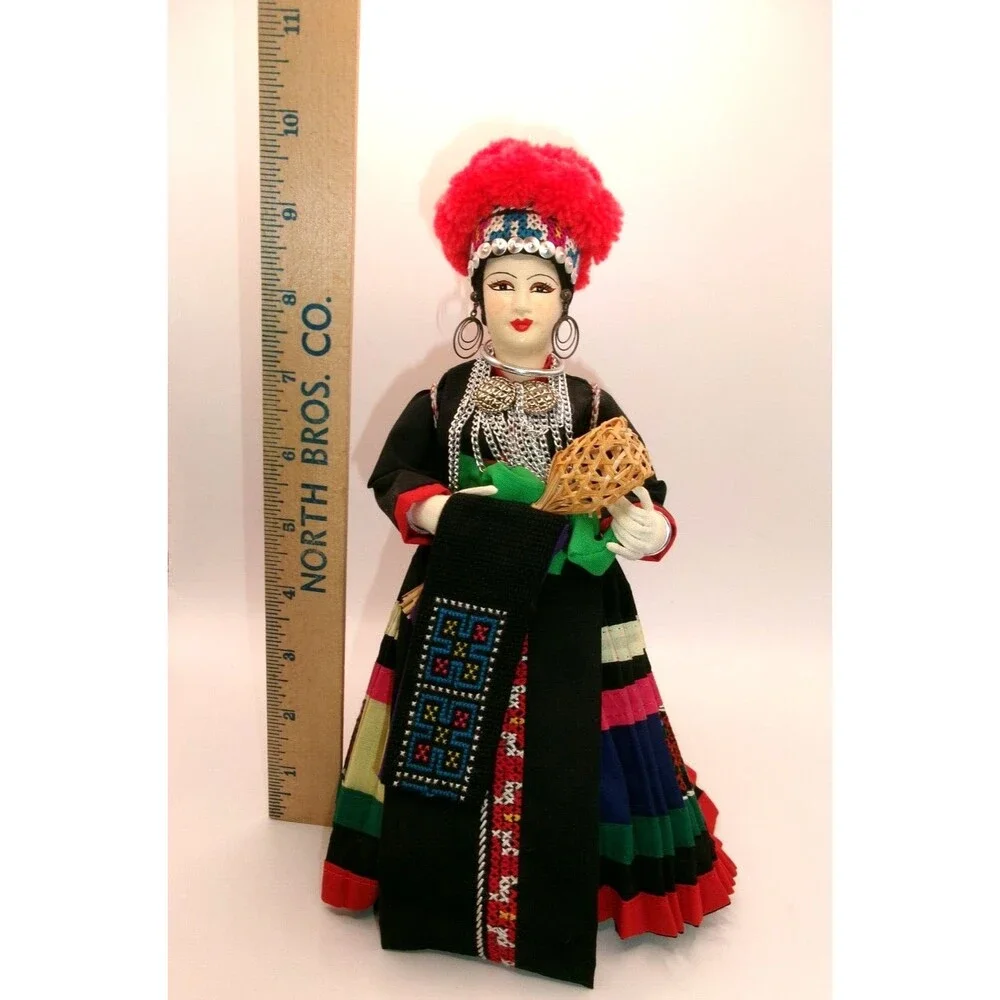 House Of Handicrafts Folk Art Doll Meo Lai by Artist Vanida Stockinette Face 10